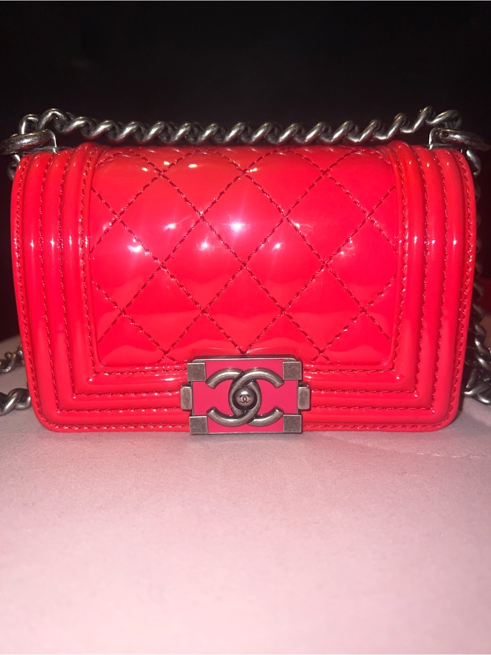 Chanel Quilted Hot Pink flap boy bag